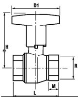 Isolier T - Kugelhahn PN 20 1/2