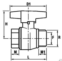 Kugelhahn 1 PN 20 IG x AG mit Flügelgriff